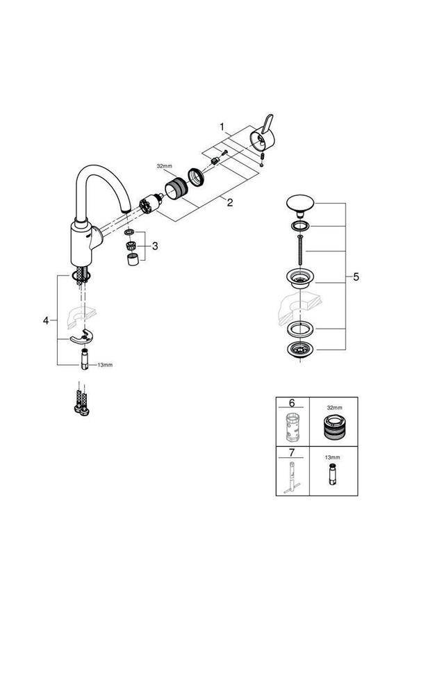 GROHE EH-WT-Batterie Eurosmart 1/2Zoll L-Size chr chrom L-Size