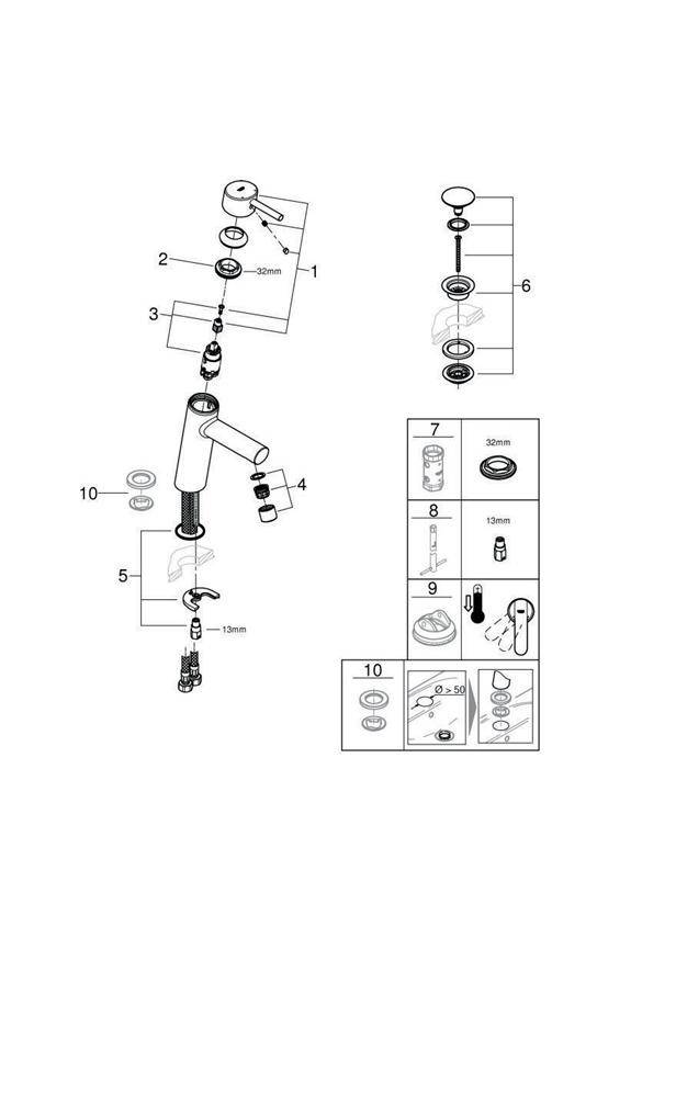 GROHE EH-WT-Batterie Concetto 1/2Zoll M-Size chr chrom M-Size