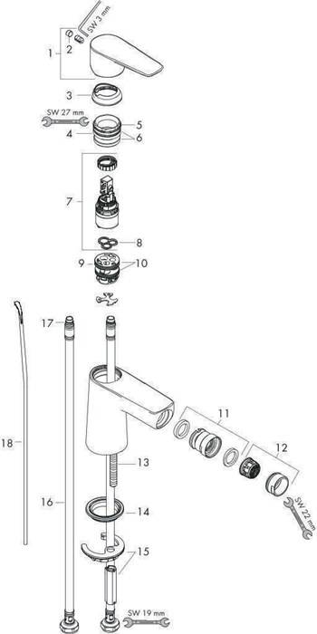 hansgrohe HG Einhebel-Bidetmischer TALIS E m Ablaufgarnitur G 1 1/4"