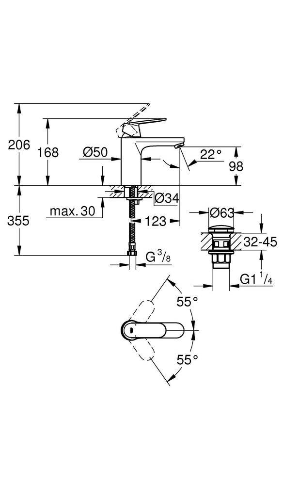 GROHE EH-WT-Batterie Eurosmart 1/2Zoll M-Size chr chrom M-Size
