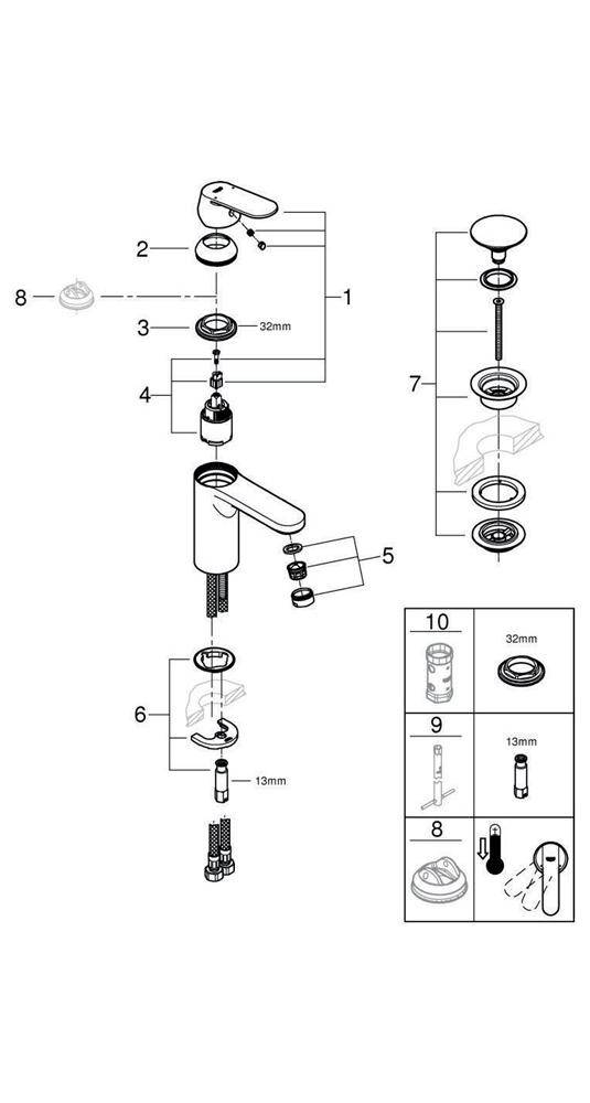 GROHE EH-WT-Batterie Eurosmart 1/2Zoll M-Size chr chrom M-Size