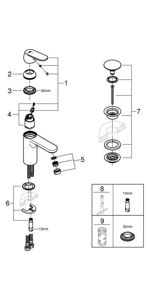 GROHE EH-WT-Batterie Eurosmart 1/2Zoll M-Size chr chrom M-Size MST