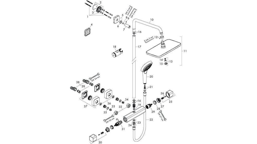 hansgrohe Showerpipe CROMA E 280 1jet mit Brausethermostat chrom