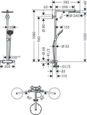 hansgrohe HG Showerp RAINDANCE Select S 240 1jet P m Theromostat Ecos