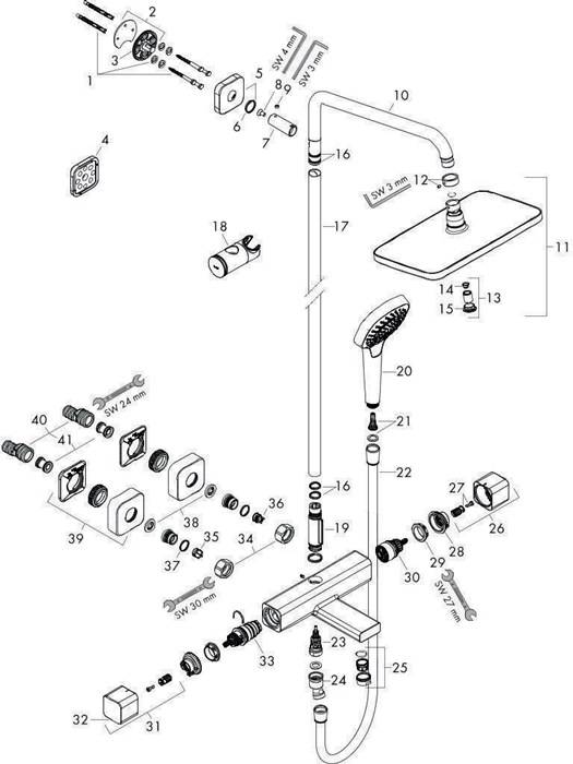 hansgrohe Showerpipe CROMA E 280 1jet mit Wannenthermostat chrom