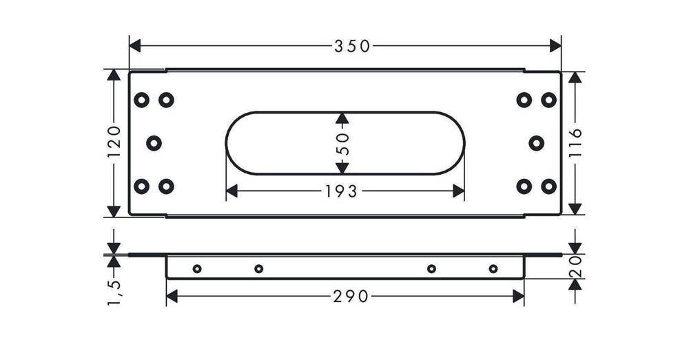 hansgrohe HG Montageplatte sBox für Fliesenrand, 350x120mm