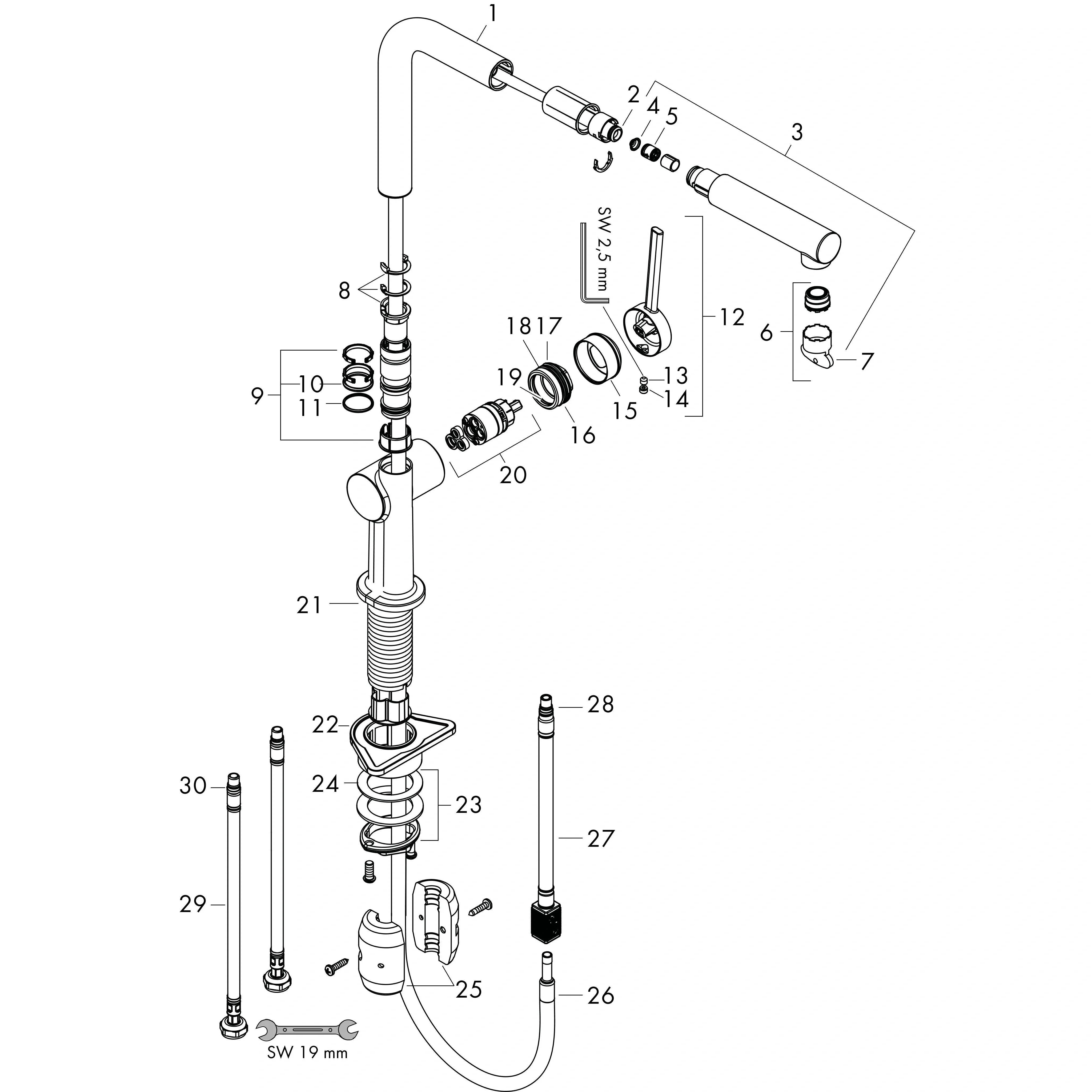 hansgrohe Talis M54 Einhebel-Küchenmischer 270, Ausziehauslauf, 1jet, Chrom, 1 Stk.