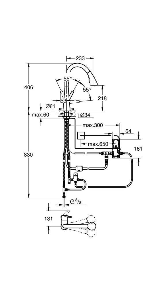 GROHE Elektro-EH-SPT-Batterie ZedraTouch 1/2Zoll C-Auslauf