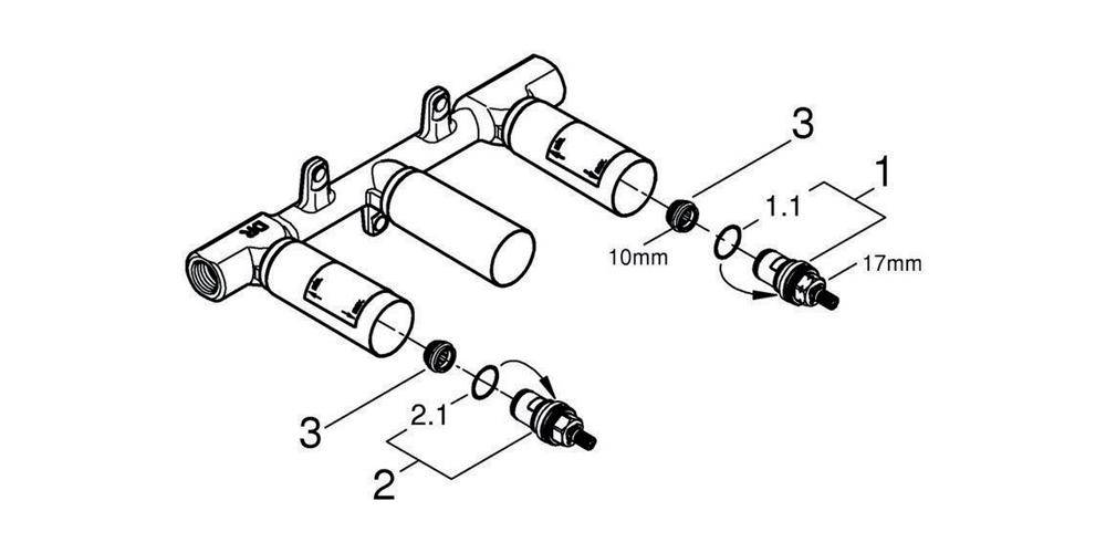 GROHE Unterputz-Einbaukörper 1/2Zoll universal DR-Messing f.3-Loch