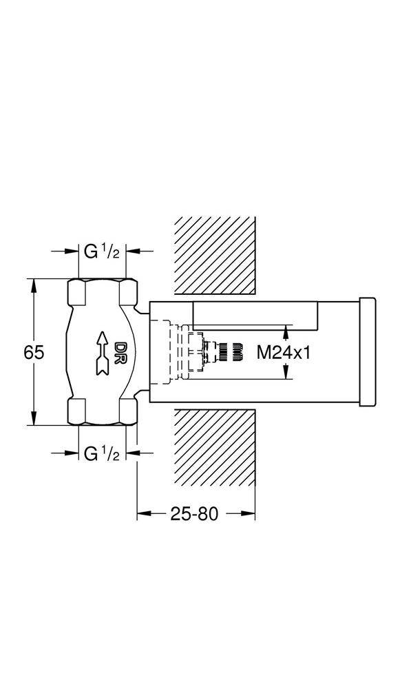 GROHE UP-Ventil-Unterteil vm OT + Gewindeanschluss 1/2Zoll DR-Mess