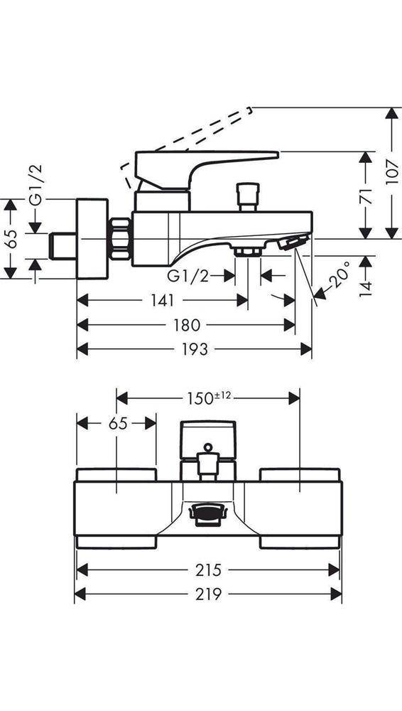 hansgrohe HG Einhebel-Wannenmischer METROPOL Aufputz mattschwarz