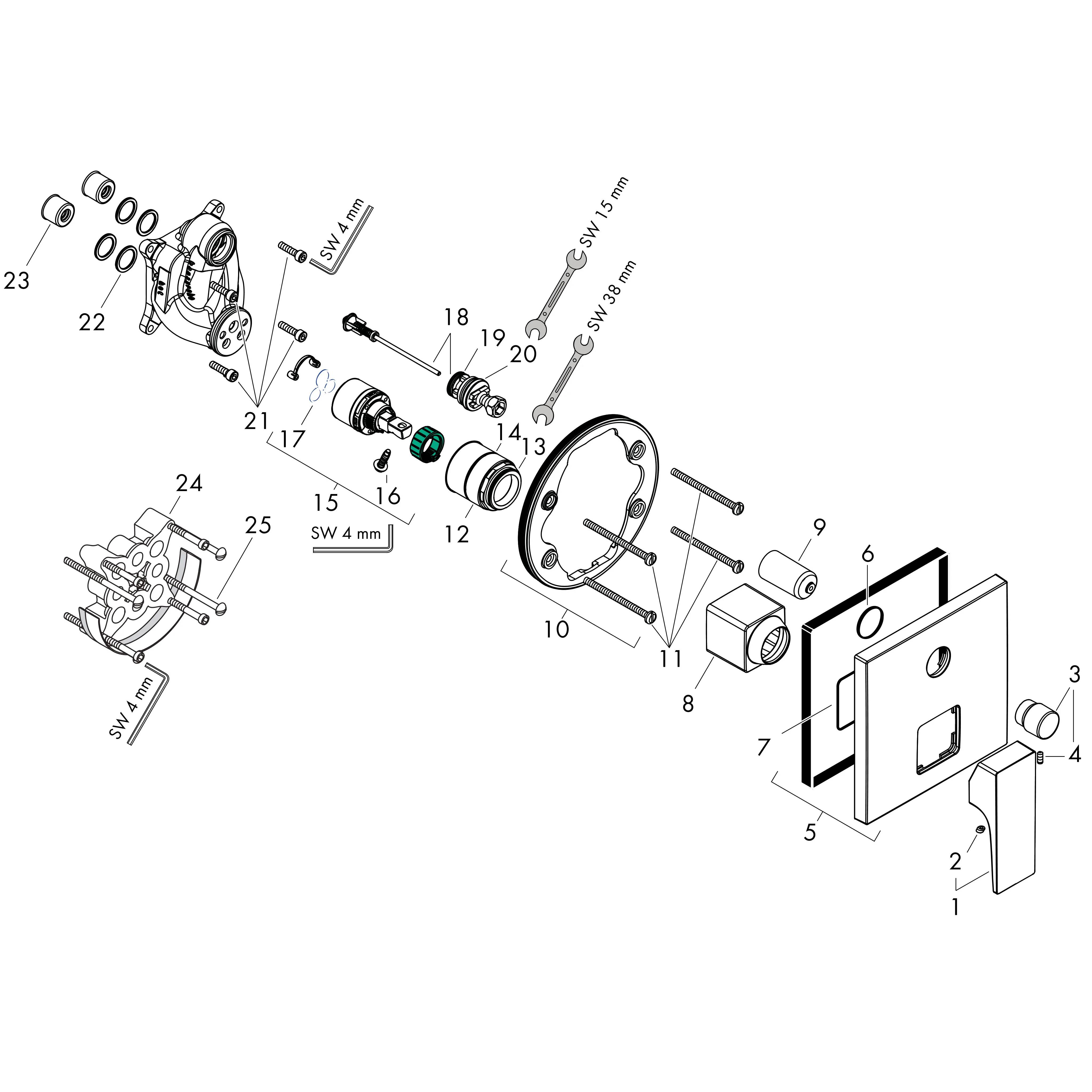 hansgrohe Metropol Einhebel-Wannenmi. UP ZGriff mattschwarz, 1 Stk.