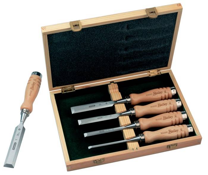 Stechbeitel DIN 5139 Bailey 2-16-217 5tlg. 6/12/15/20/25mm i.Holzkasten STANLEY