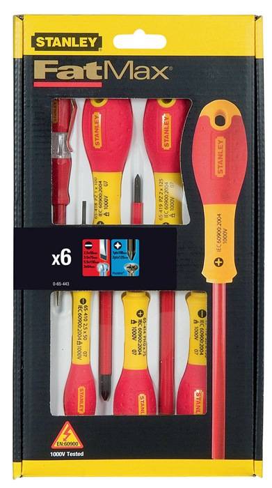 Schraubendreher-Set Fatmax® 0-65-443 6tlg. m.Spannungsprüfer Schlitz PZ STANLEY