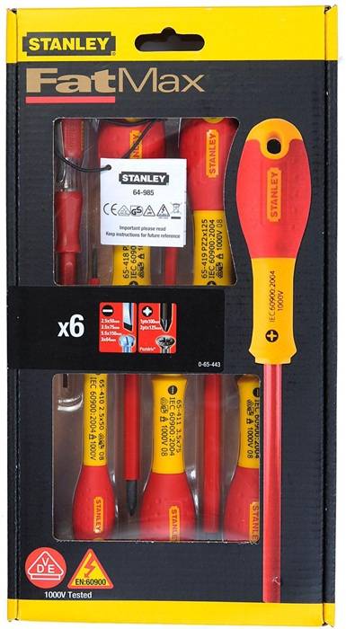 Schraubendreher-Set Fatmax® 0-65-443 6tlg. m.Spannungsprüfer Schlitz PZ STANLEY