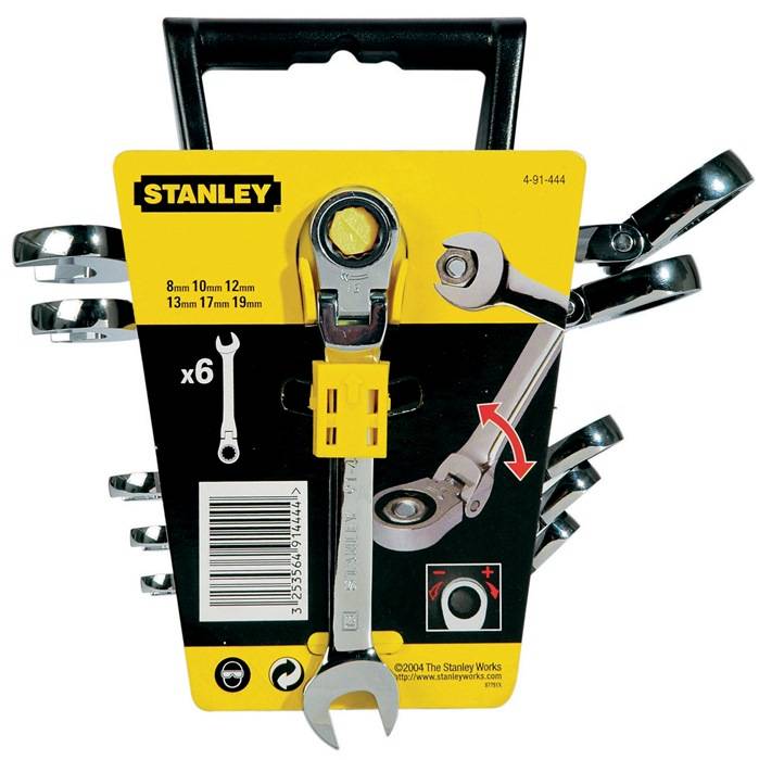 Ringmaulschlüssel-Set 4-91-444 6tlg. 8/10/12/13/17/19mm m.Ratsche STANLEY