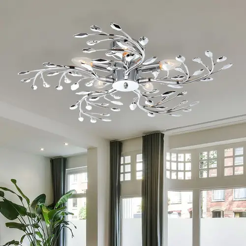 LED 20 Watt Decken Leuchte Chrom Acryl Esszimmer Äste Beleuchtung 5-flammig Lampe LED 20 Watt Decken Leuchte Chrom Acryl Esszimmer Äste Beleuchtung 5-flammig Lampe