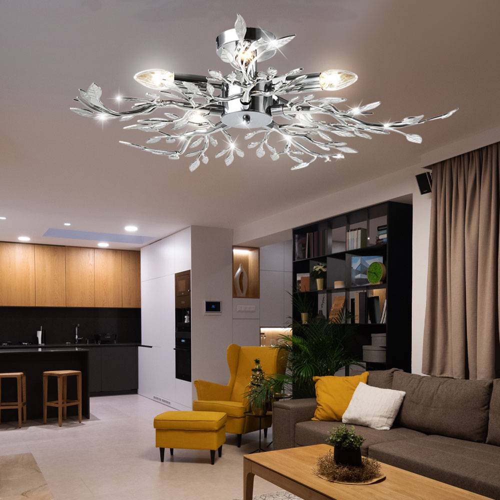 Decken Lampe Blätter Design Beleuchtung Wohn Zimmer Leuchte im Set inklusive LED Leuchtmittel
