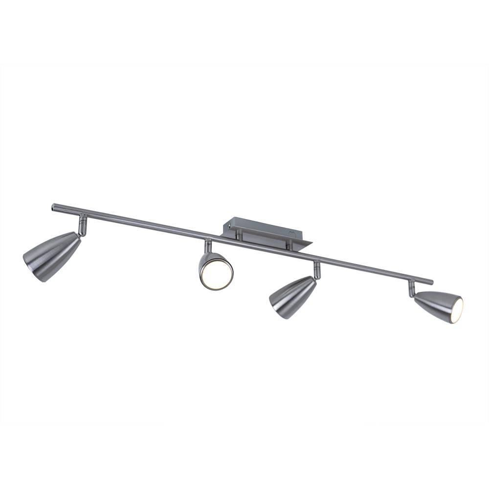 Deckenlampe 4 Strahler Spotleiste verstellbar Deckenleuchte nickel matt, Stahl, 4x LED 4,5W 400Lm warmweiß, LxB 78,5x7 cm