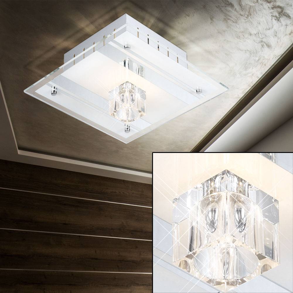 2er Set Decken Leuchten Deko Metall lackiert Spiegel Glas satiniert Lampen