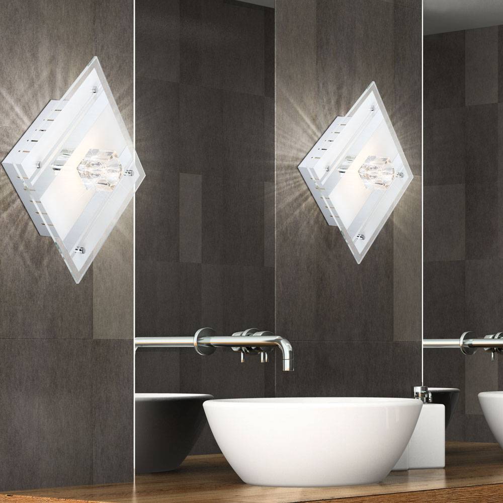 2er Set Decken Leuchten Deko Metall lackiert Spiegel Glas satiniert Lampen