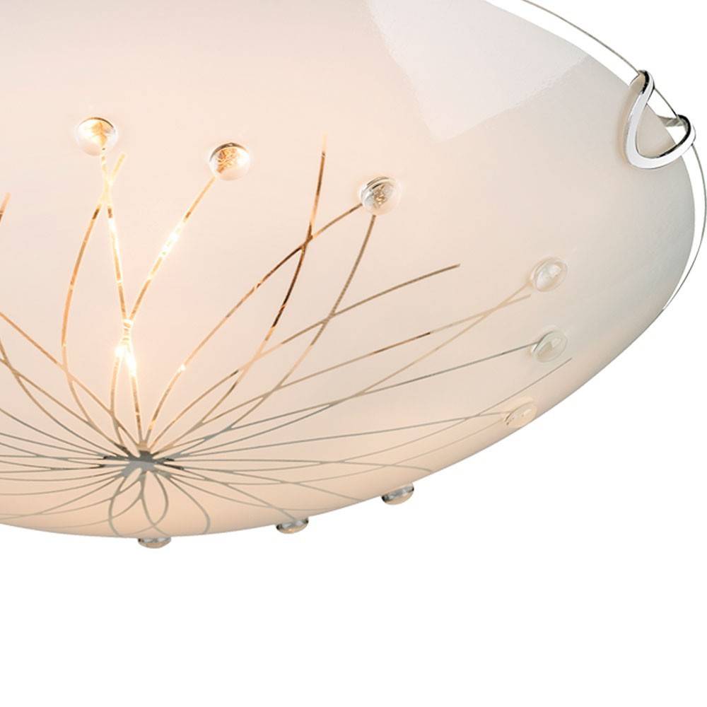 Decken Beleuchtung Satin Glas Lampe Blumen Muster im Set inklusive 20 Watt SMD LED Leuchtmittel