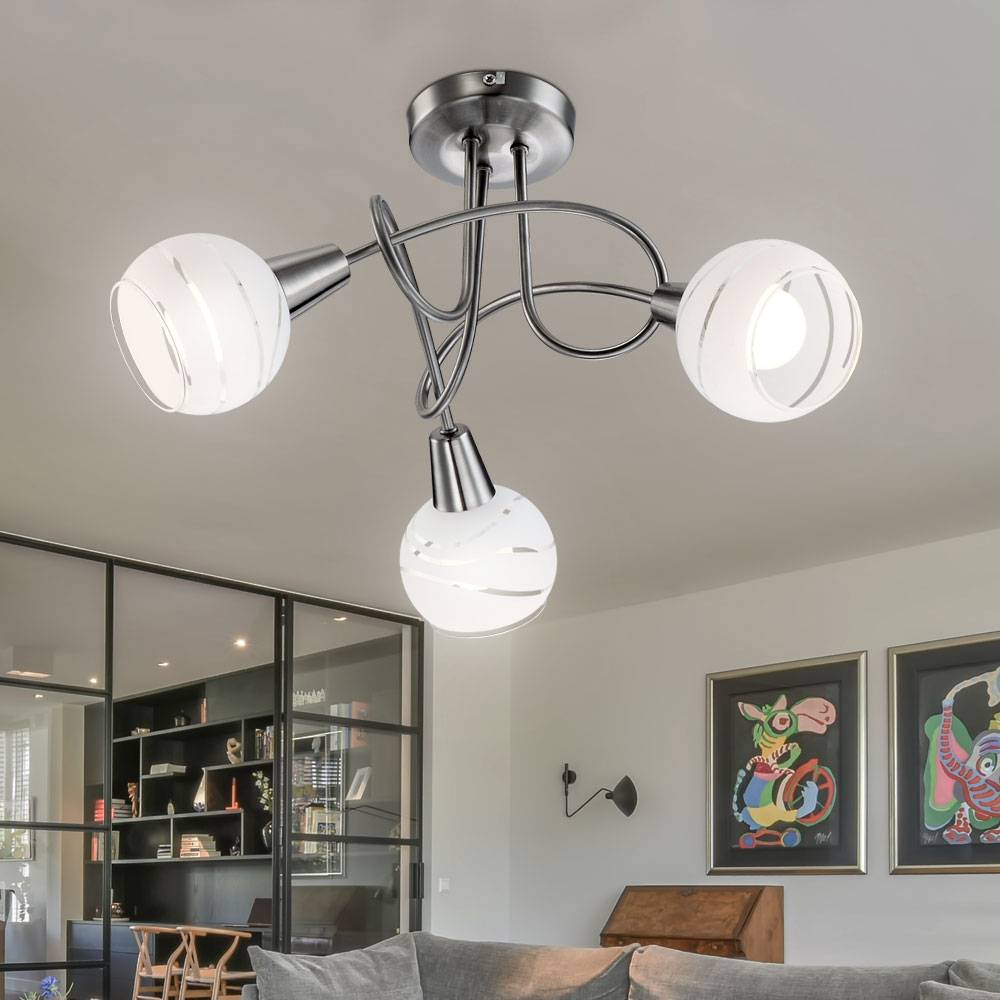 Decken Leuchte Esszimmer Rondell Lampe Küchen Strahler silber im Set inkl. LED Leuchtmittel