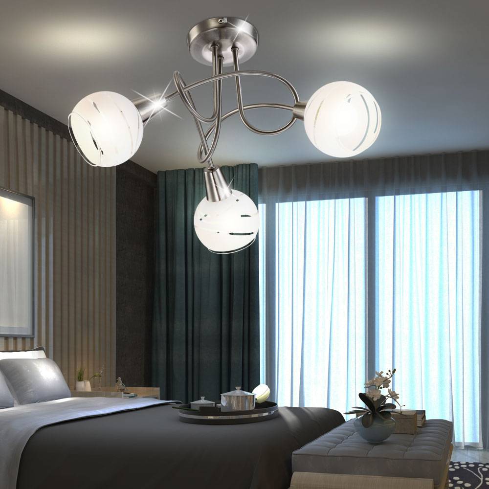 Decken Leuchte Esszimmer Rondell Lampe Küchen Strahler silber im Set inkl. LED Leuchtmittel