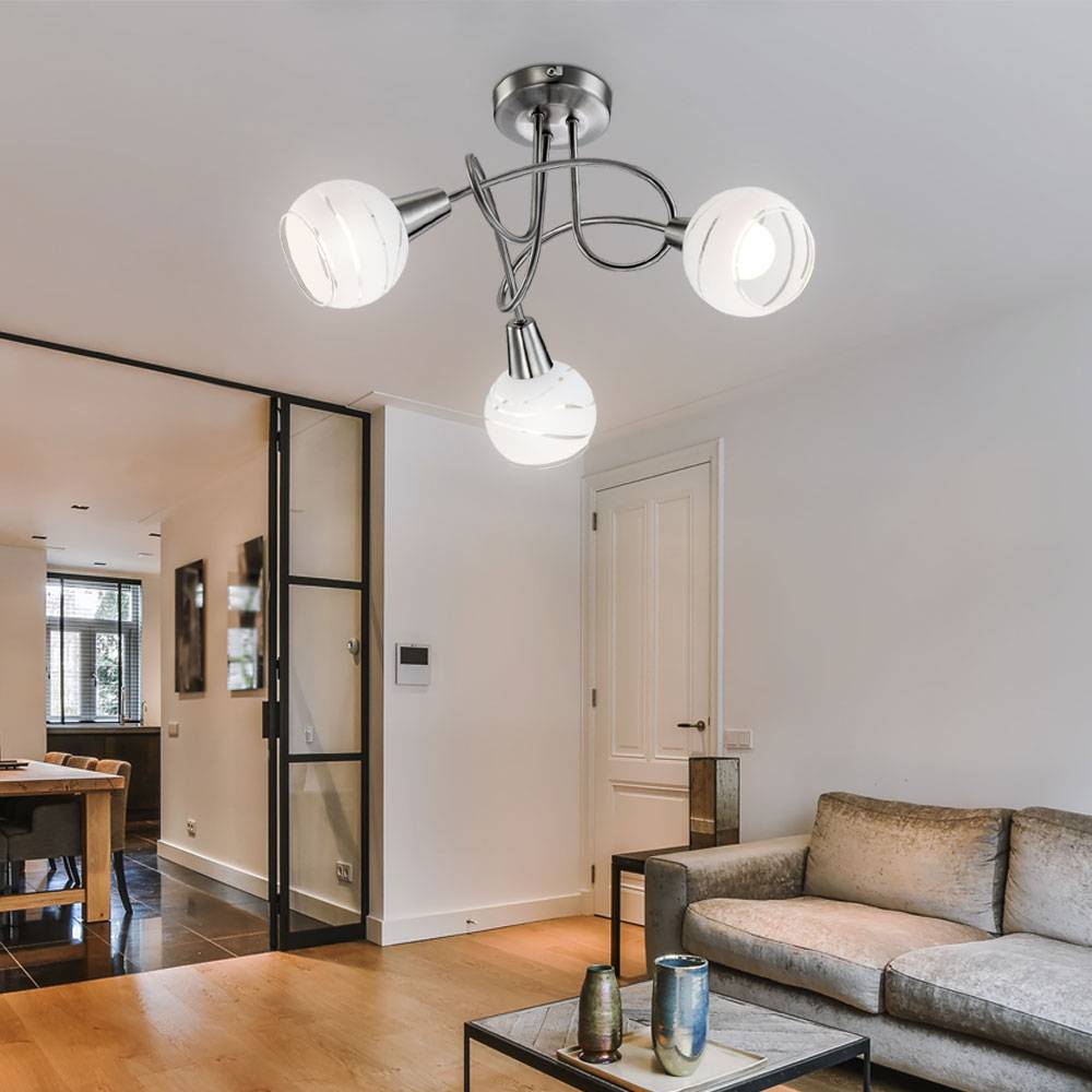 Decken Leuchte Esszimmer Rondell Lampe Küchen Strahler silber im Set inkl. LED Leuchtmittel