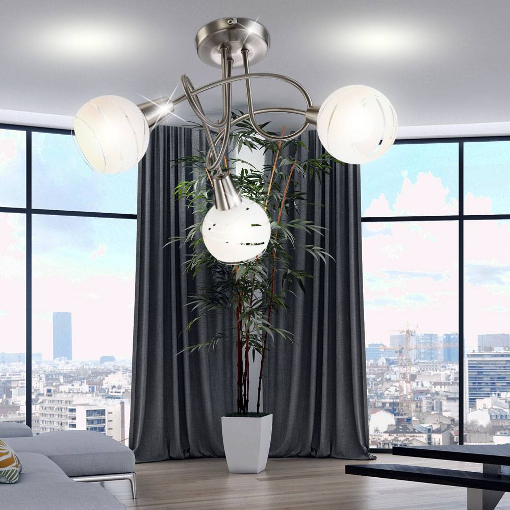 Decken Leuchte Esszimmer Rondell Lampe Küchen Strahler silber im Set inkl. LED Leuchtmittel