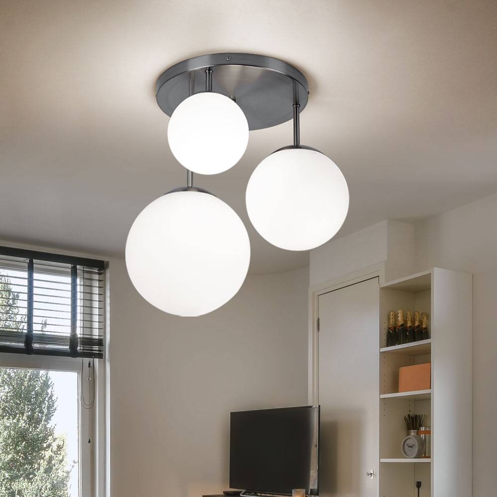 Glas Kugel Decken Lampe Fernbedienung Wohn Zimmer Dimmer Leuchte im Set inkl. RGB LED Leuchtmittel