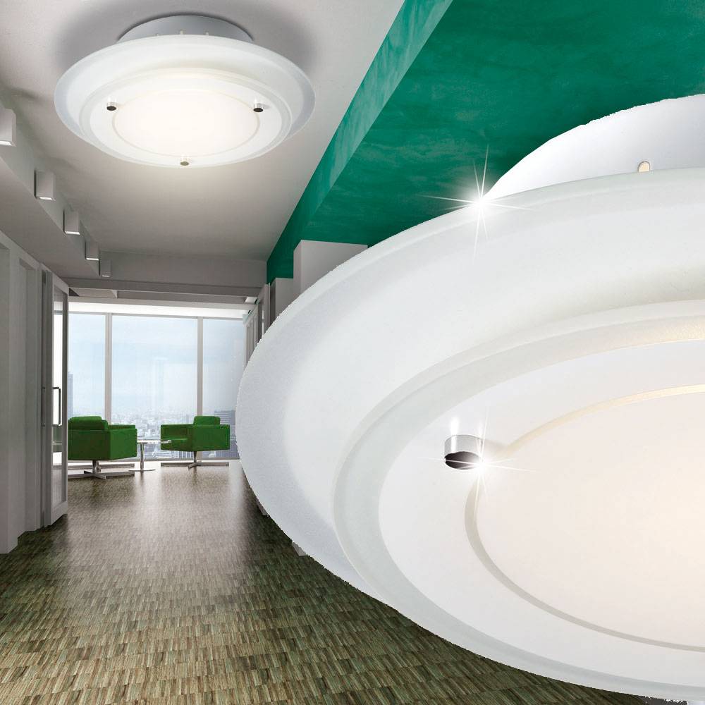 Design Decken Leuchte Lampe Glas rund Beleuchtung im Set inklusive LED Leuchtmittel