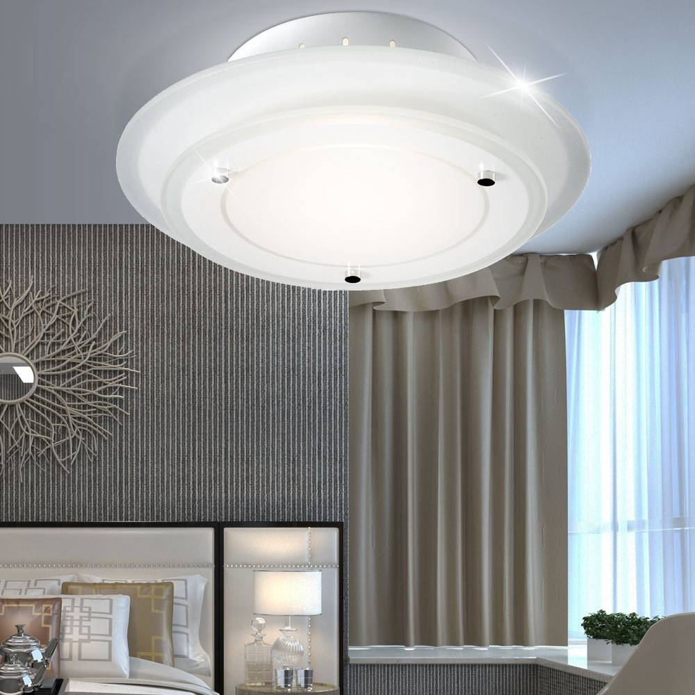 Design Decken Leuchte Lampe Glas rund Beleuchtung im Set inklusive LED Leuchtmittel