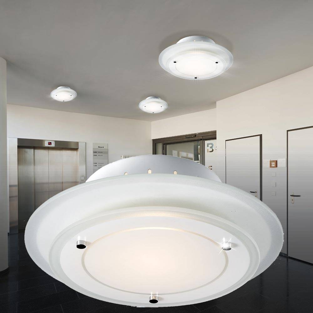 Design Decken Leuchte Lampe Glas rund Beleuchtung im Set inklusive LED Leuchtmittel