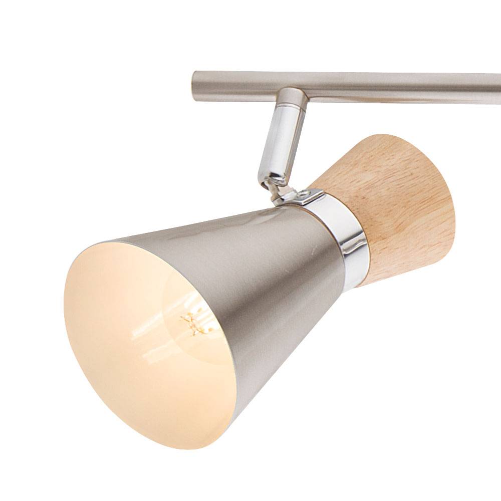 Chrom Decken Lampe Balken Strahler Wohn Arbeits Zimmer Holz Spot Leuchte verstellbar