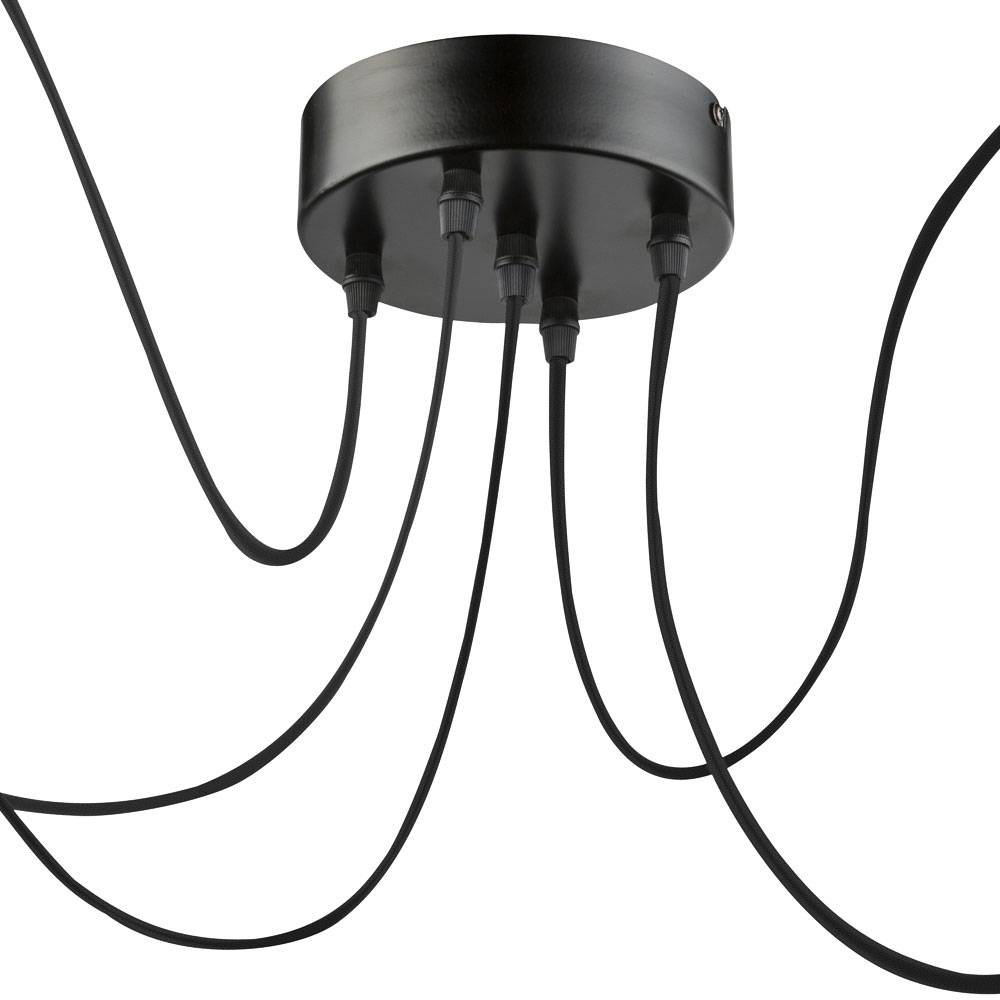 Design Pendel Leuchte Wohn Ess Zimmer Beleuchtung Textil Decken Hänge Lampe schwarz