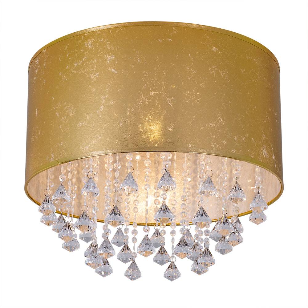 Kristall Decken Lampe Wohn Zimmer Beleuchtung Blattgold Leuchte Design im Set inkl. LED Leuchtmittel