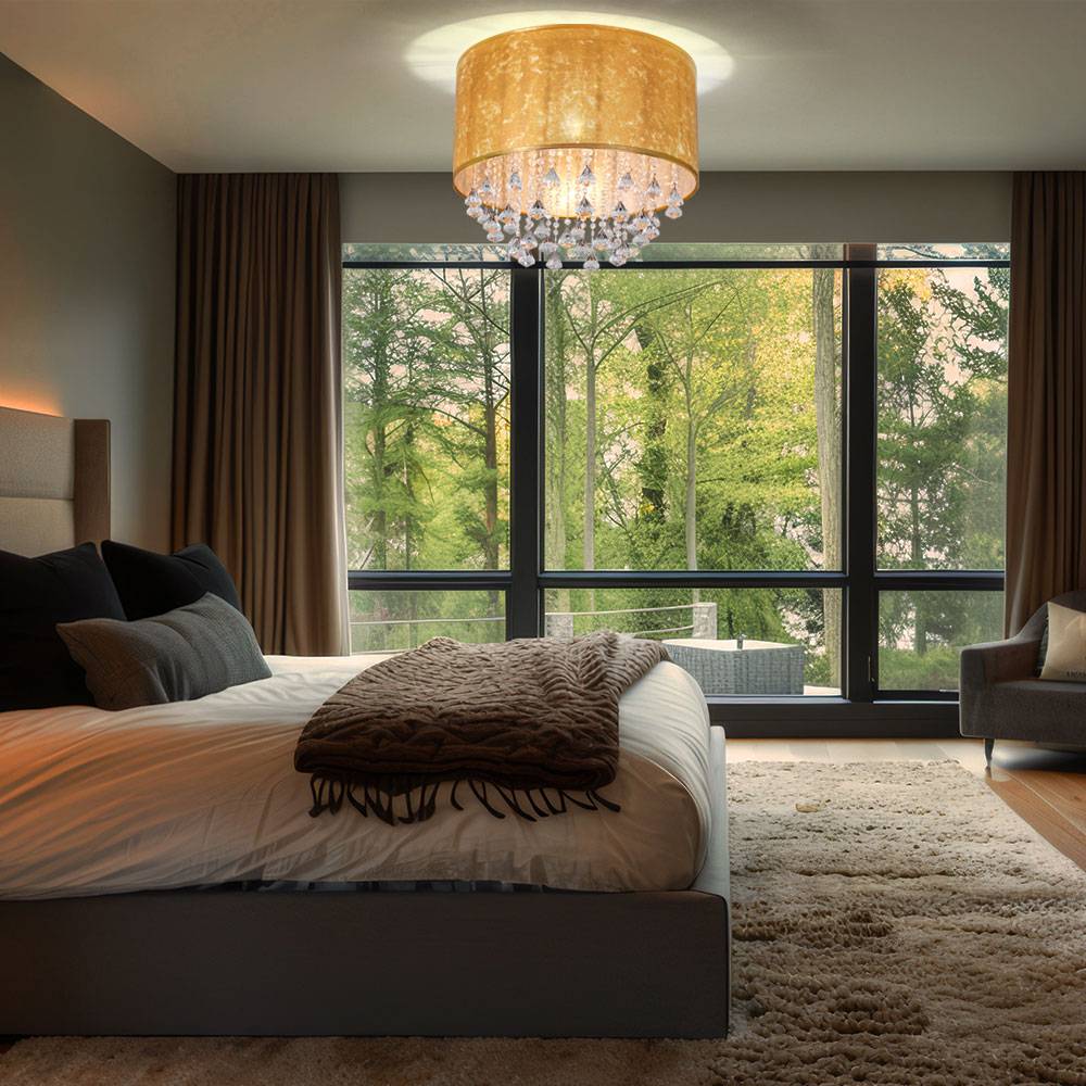 Kristall Decken Lampe Wohn Zimmer Beleuchtung Blattgold Leuchte Design im Set inkl. LED Leuchtmittel