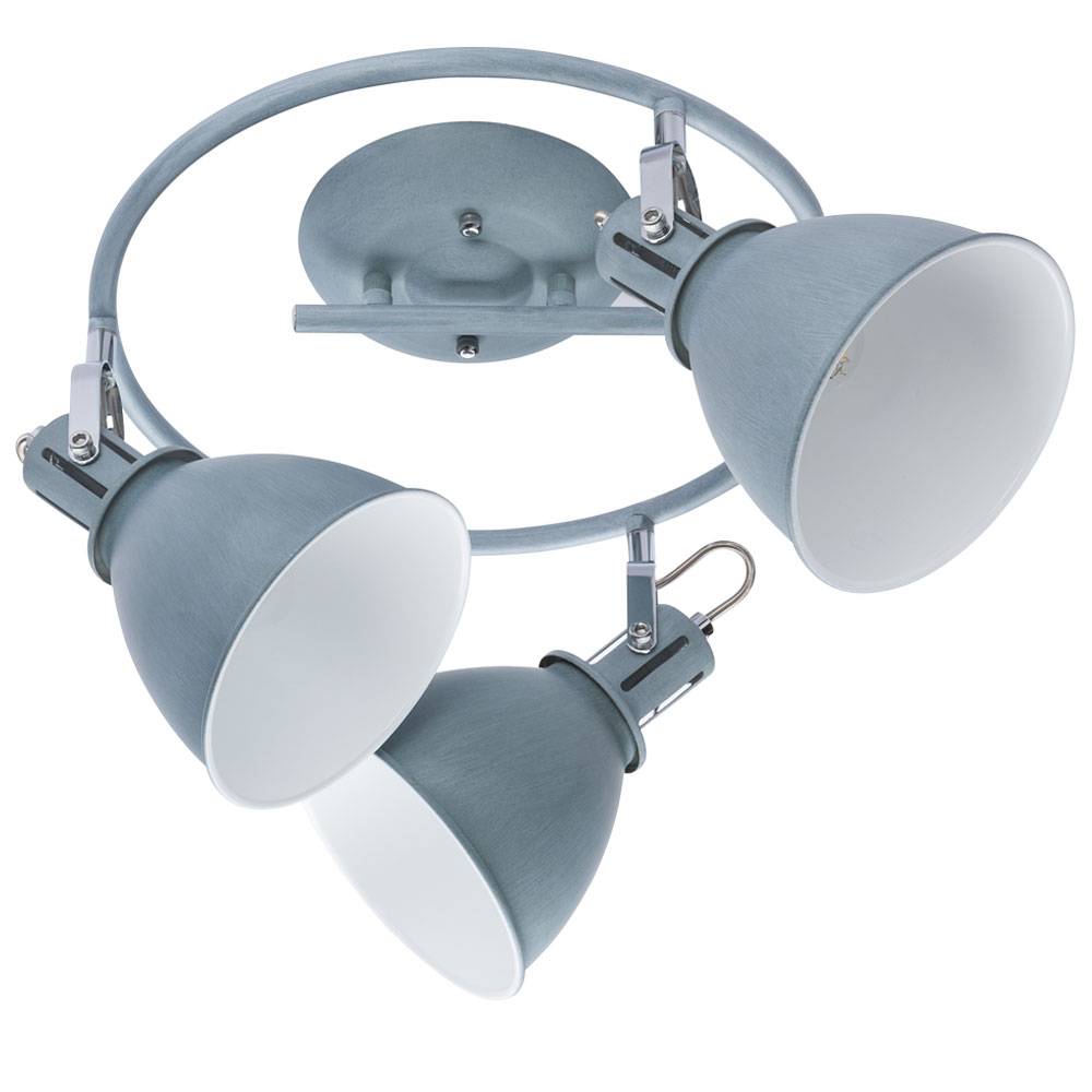 Rondell Decken Strahler Leuchte grau Wohn Zimmer Beleuchtung Spot Lampe verstellbar