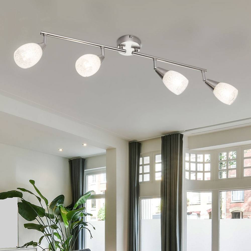 Decken Lampe Gäste Zimmer Glas Kristall Licht Schiene Spot Leuchte verstellbar