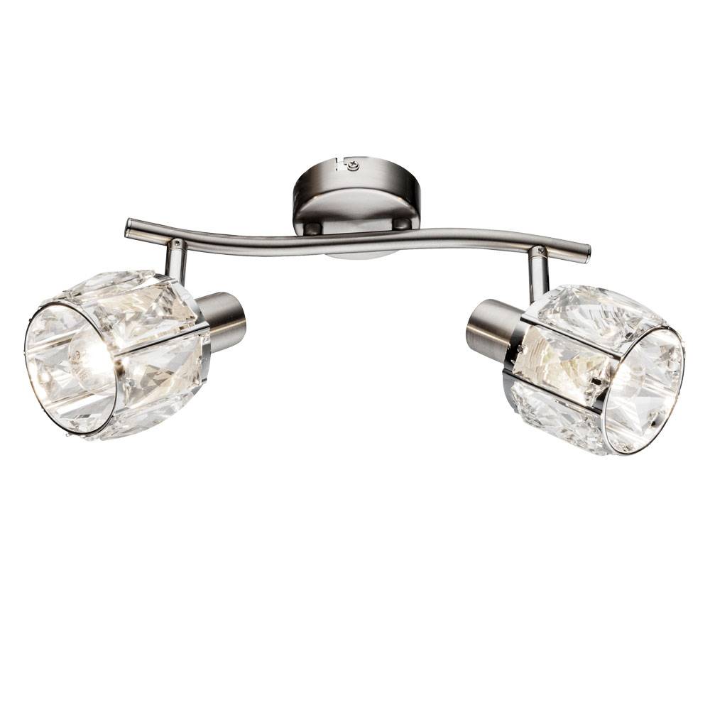Decken Lampe Glas Kristall Leuchte Wohn Zimmer Chrom Spots verstellbar im Set inkl. LED Leuchtmittel