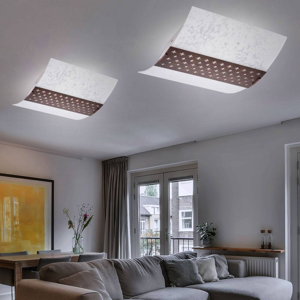 2er Set LED Design Decken Lampe weiß Wohn Zimmer Beleuchtung Glas Strahler