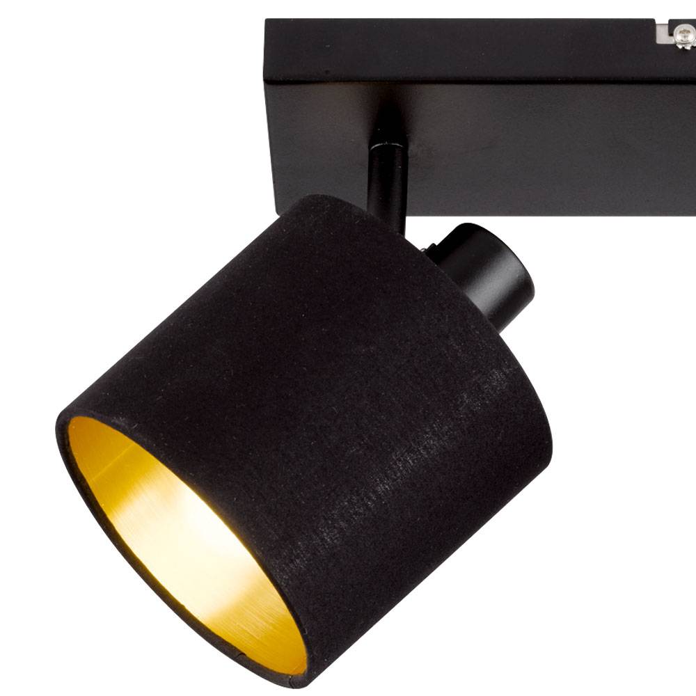 Textil Spot Decken Lampe schwarz gold FERNBEDIENUNG Leuchte DIMMBAR im Set inkl. RGB LED Leuchtmittel