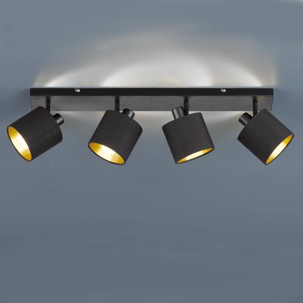 Decken Lampe Textil Spots Flur Leuchte beweglich SCHWARZ GOLD im Set inkl. LED Leuchtmittel