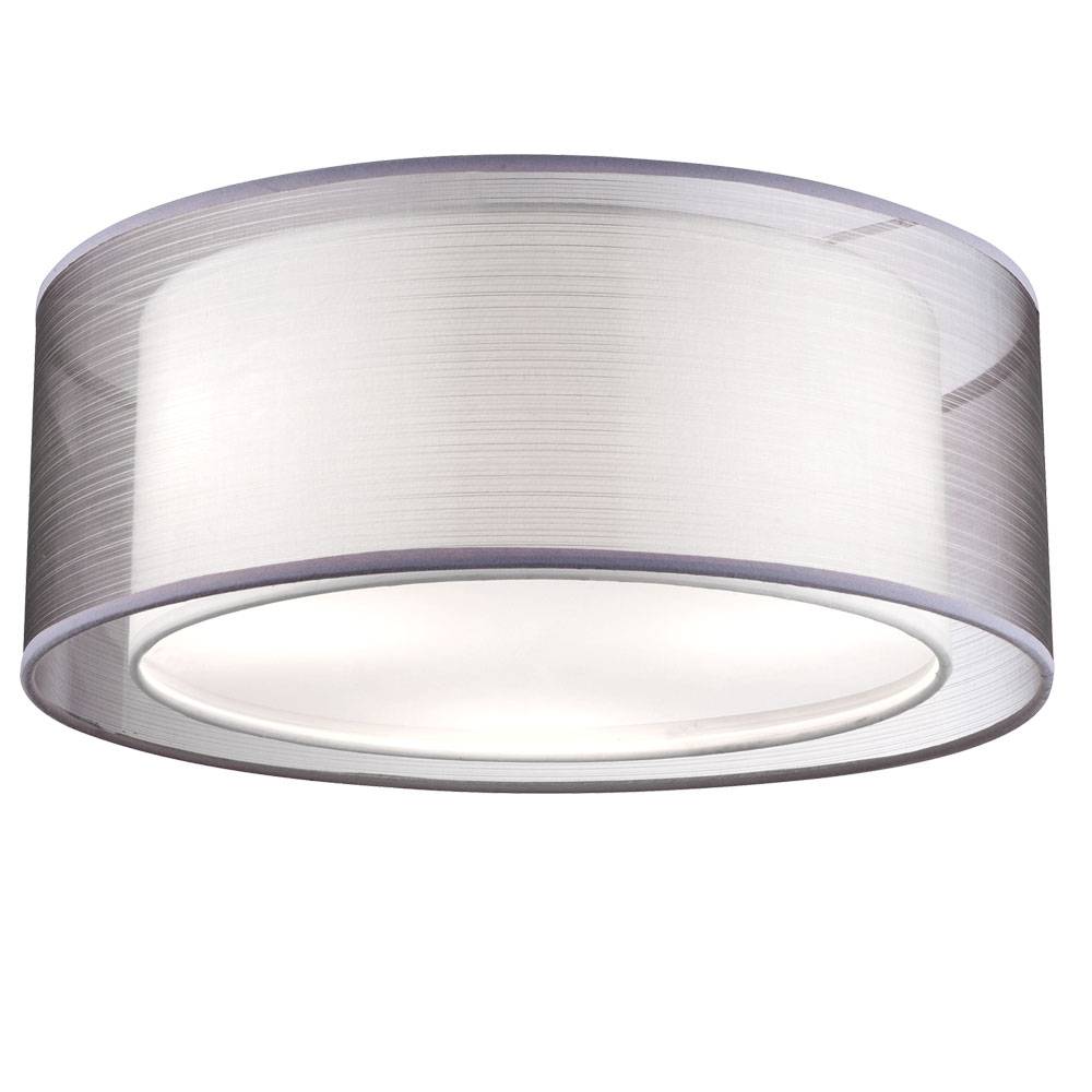 Deckenleuchte grau rund Deckenleuchte Stoff satiniert Lampe Textil Wohnzimmer, Metall Stoffschirm, 3x E14 Fassungen, DxH 17,5x40 cm
