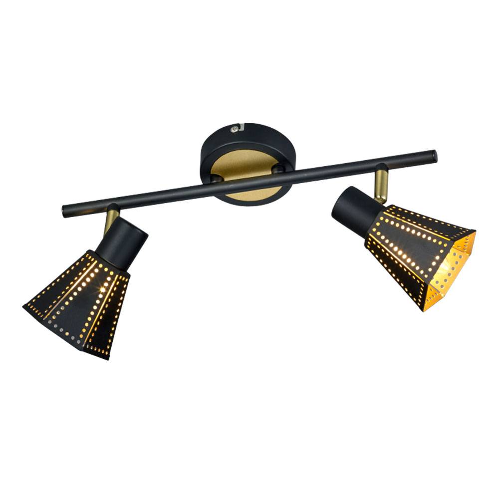 Decken Strahler Lampe SCHWARZ GOLD Retro Spot Leuchte verstellbar im Set inkl. LED Leuchtmittel