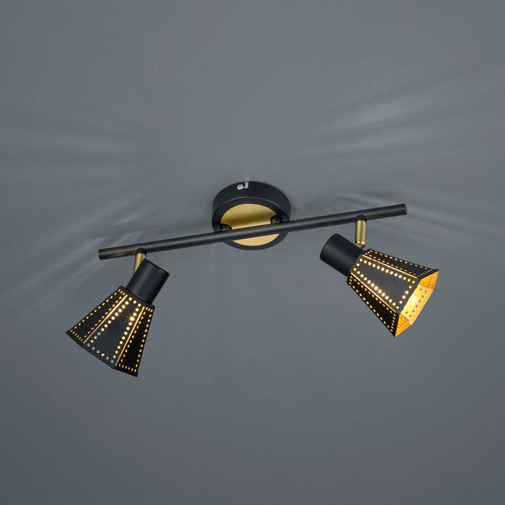 Decken Strahler Lampe SCHWARZ GOLD Retro Spot Leuchte verstellbar im Set inkl. LED Leuchtmittel