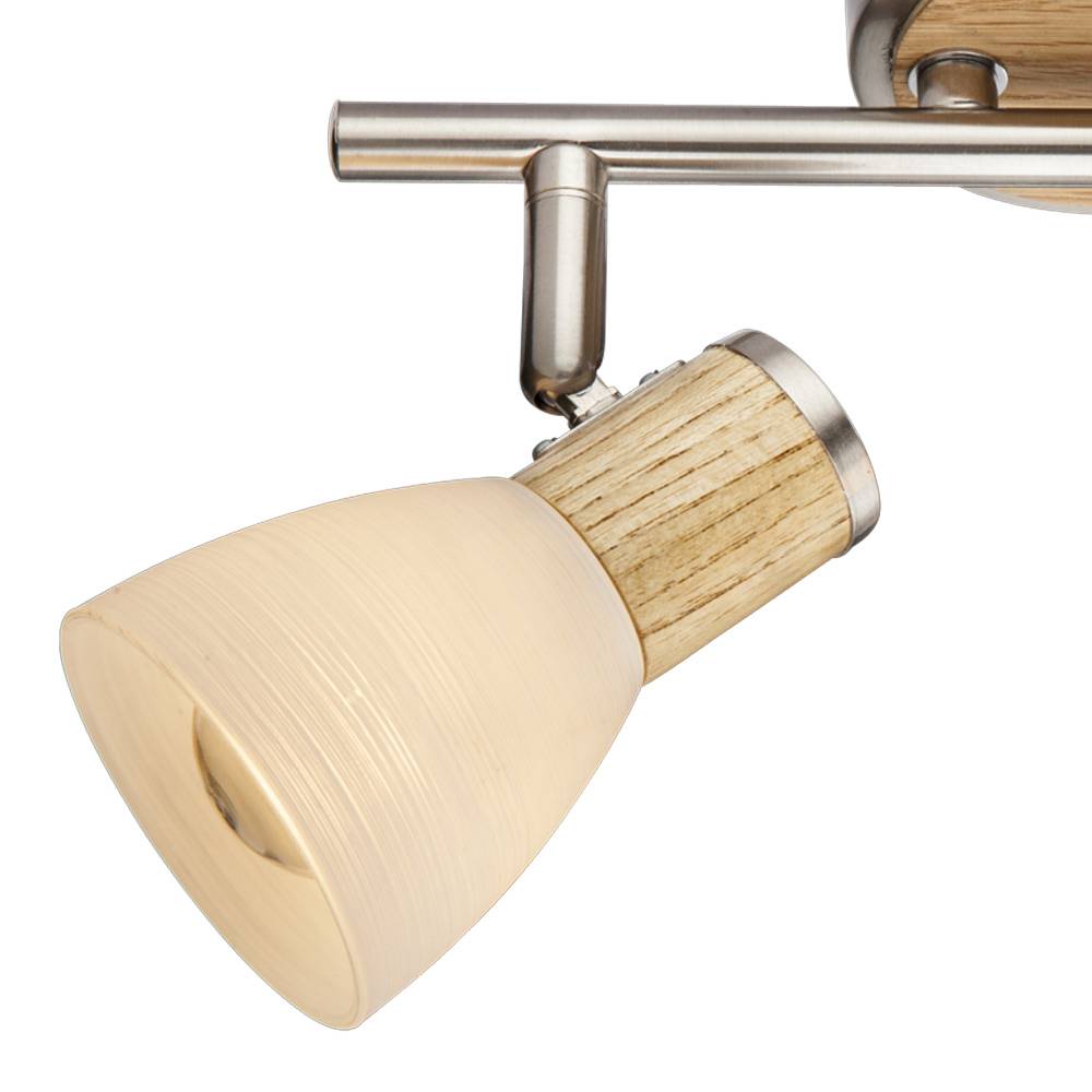 Decken Leuchte Dimmer Holz Glas Spot Lampe beweglich Fernbedienung im Set inkl. RGB LED Leuchtmittel