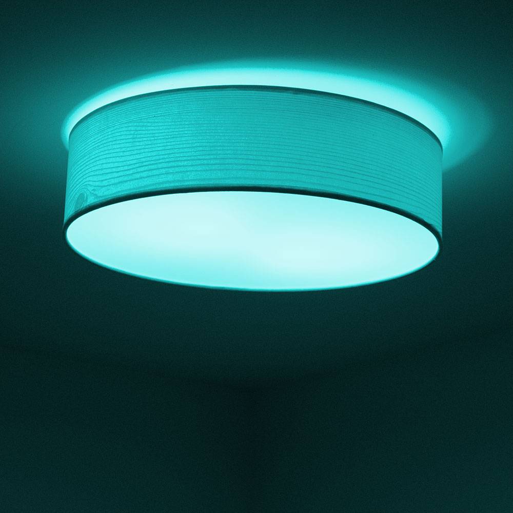 Decken Lampe Alexa Google App Holz Optik Tageslicht Leuchte DIMMBAR im Set inkl. RGB LED Leuchtmittel