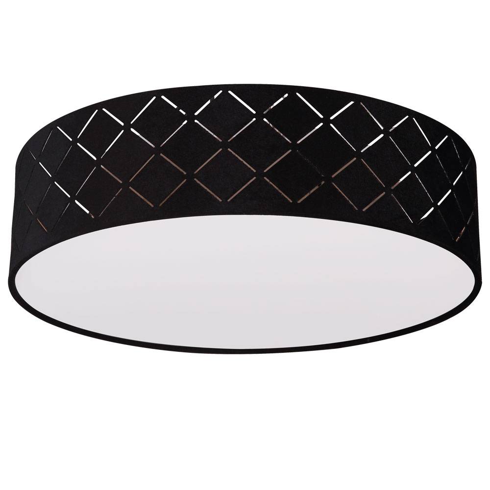 Deckenleuchte Textil schwarz Deckenlampe schwarz gold Wohnzimmerleuchte rund, Metall, satiniert, 2x 7W 560Lm warmweiß, DxH 38x10 cm